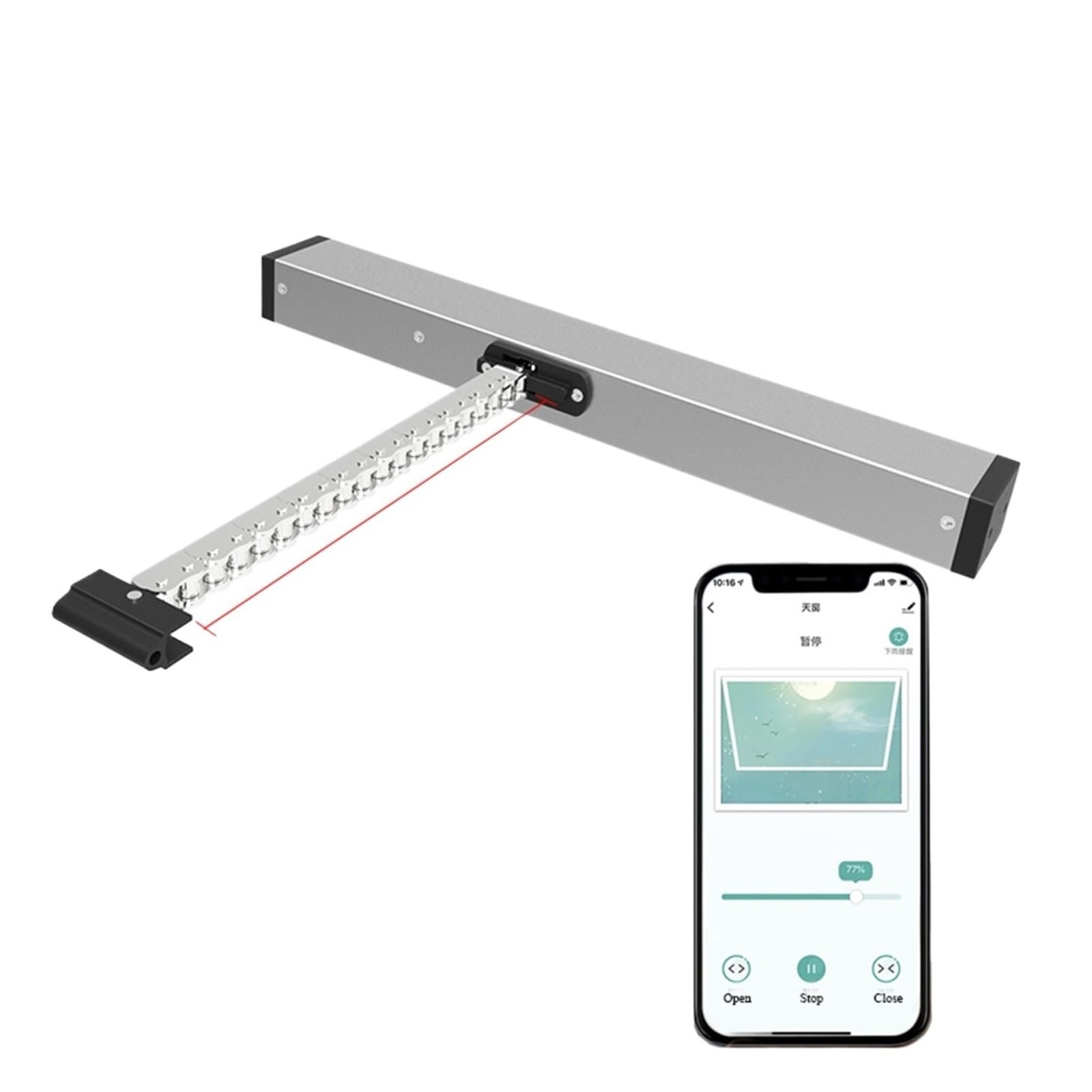 Automatyczne otwieranie bramy Smart Window Otwieracz Alexa Google Assistant Voice Control Set Otwarte Otwórz Elektryczne Skylight Pusher Villa Automation dla ochrony(Kit3)