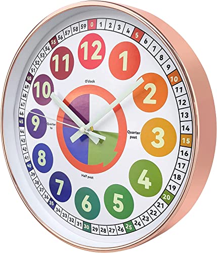 DORBOKER Glow in The Dark Wall Clock for Bedroom 12 Inch Silent Night Light Kids Wall Clock