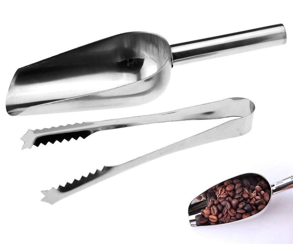 5 x Sweet Scoops & 5 x Ice Tongs Sets for Buffet Parties Sweet Candy Bar Wedding Kitchen Stainless Set