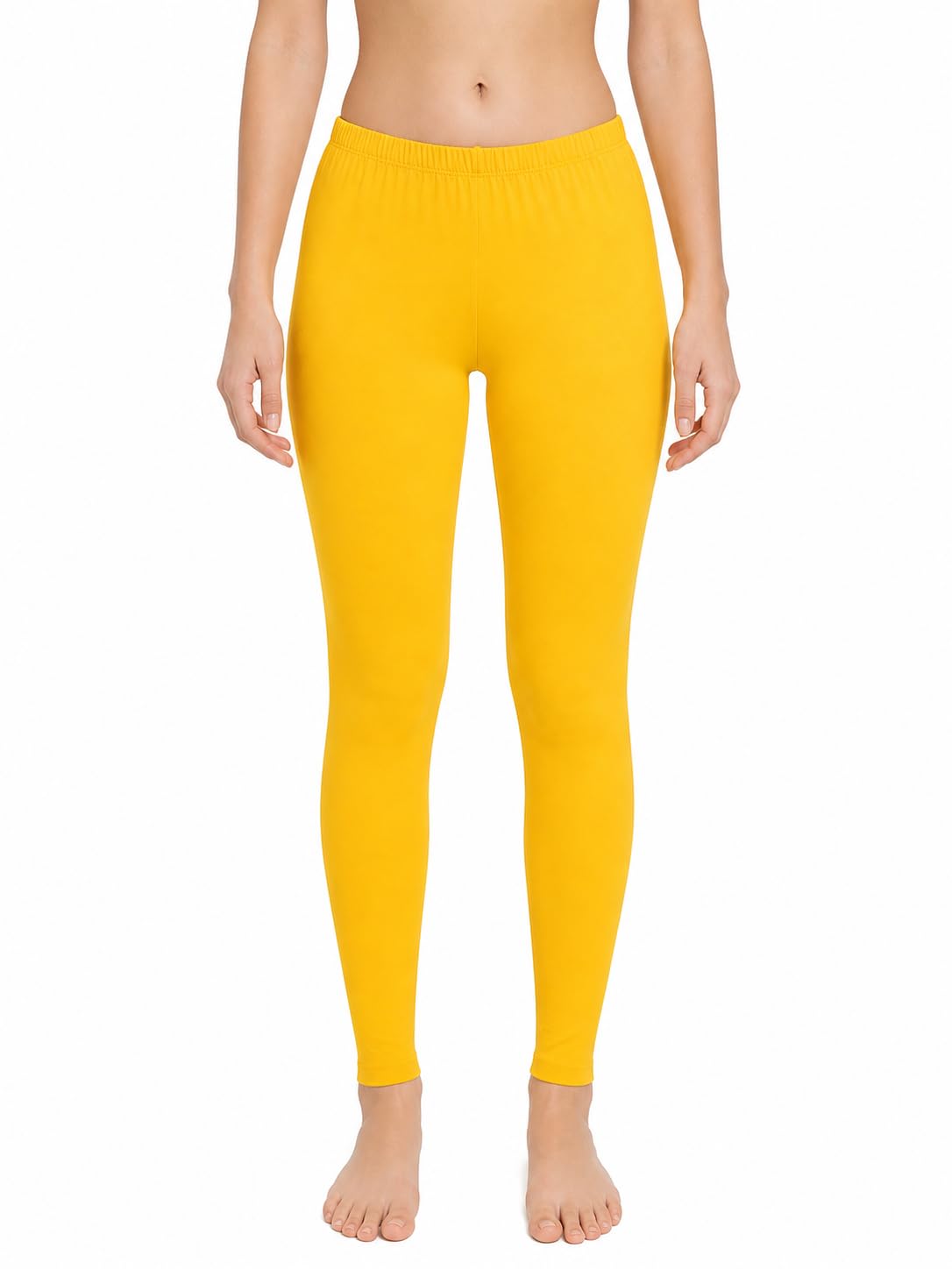 Women's Solid Mustard Yellow Ankle-Length Leggings L-Size-picture-23