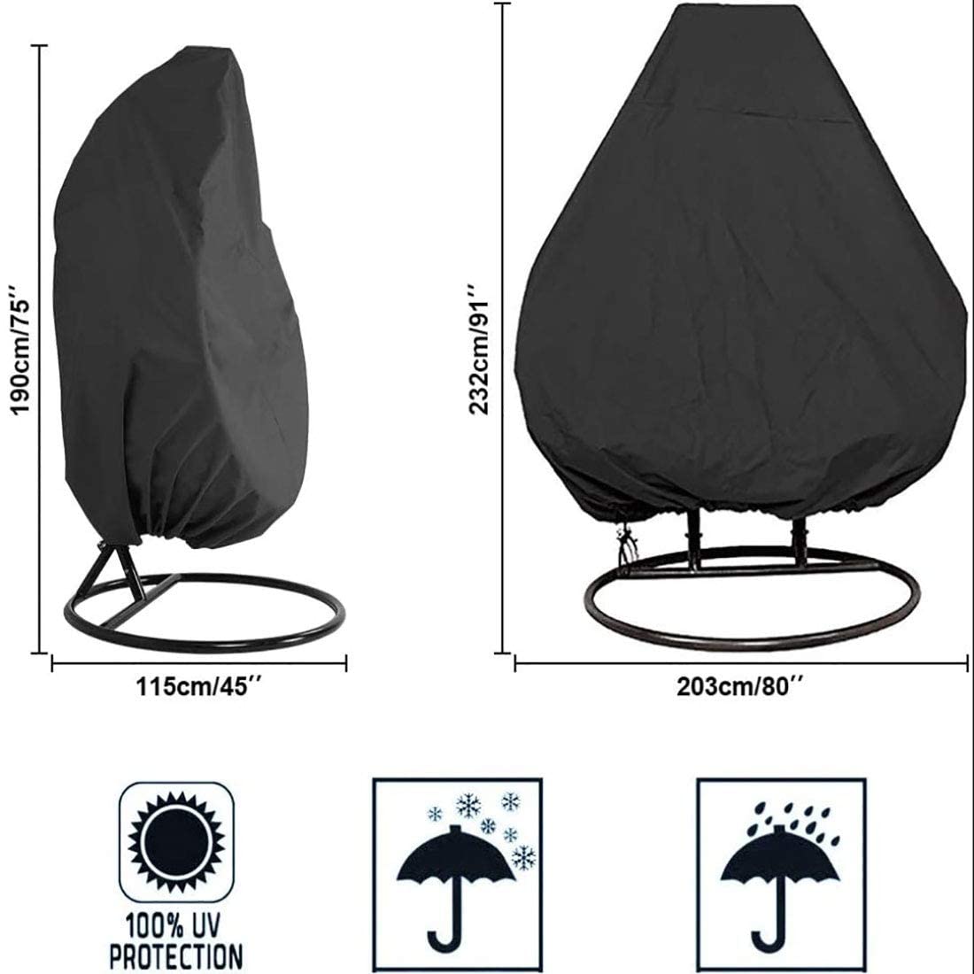 Housse de chaise œuf imperméable à suspendre en tissu Oxford 210D pour