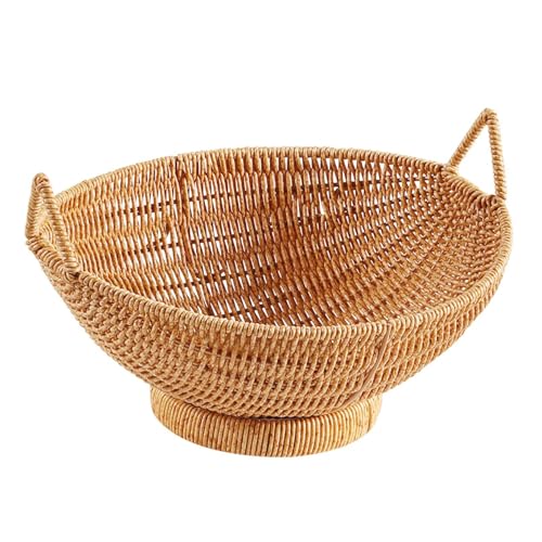 Cesta de pan Generico – para porción trenzada | cestas de mimbre imitación de almacenamiento de ratán, bandeja rústica con asas para aperitivos de pan vegetal