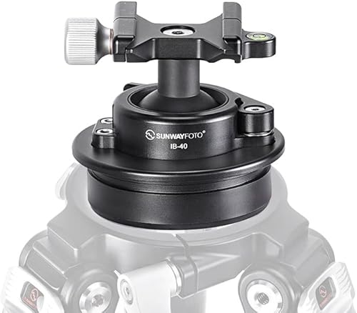 Sunwayfoto IB-40S Cabeza de bola sistemática de perfil bajo de 1.575 in para trípode con bloqueo de palanca y abrazadera compatible con Arca/RRS