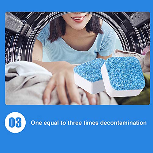 MJTP 12Pcs Lavatrice Solida Pulizia Pulitore effervescente Agente decalcificante Sterilizzazione Rondella Decontaminazione Compressa effervescente Pulizia Domestica (24PCS)