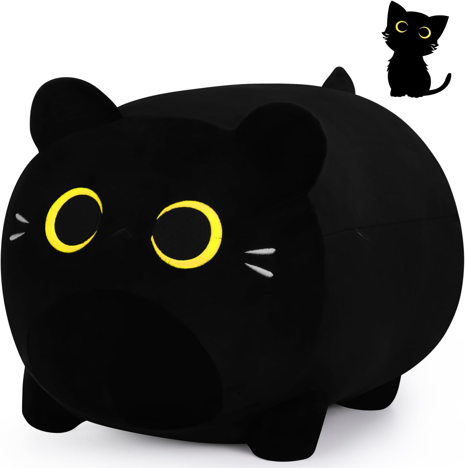 Black Cat Plush Stuffed Animal-11.8'' Black Cat Plush Toy, Cute Soft Plush Pillow, Cute Soft Plushie Pillow Plushie Stuffed Cat Toys, Christams Birthday Decoration Doll Gift for Kids Girls Boys