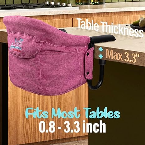 Image showing table thickness compatibility for the hook-on chair