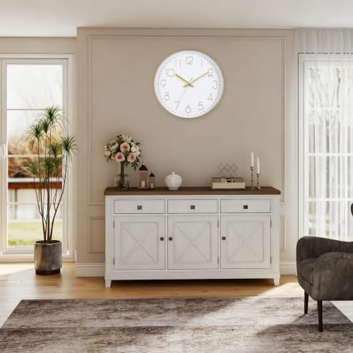 Image of 12 Inch Gold Wall Clocks Battery Operated Silent Modern Style Clock Decor
