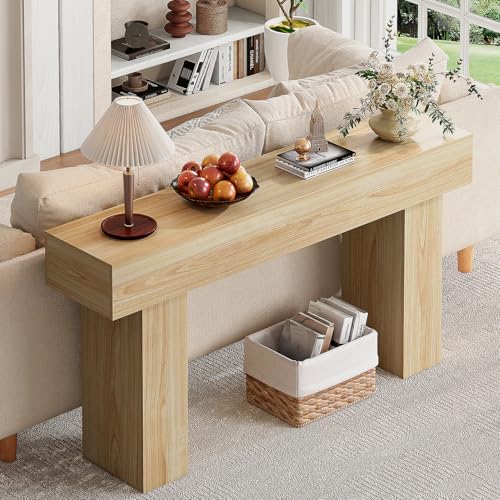 knoworld 63 Inch Long Console Table for Entryway, Farmhouse Wood Rectangular Sofa Table Behind Couch Table, Narrow Entryway Table for Living Room, Entrance, Hallway, Foyer, Easy Assembly (Natural) knoworld 63 Inch Long Console Table for Entryway, Farmhouse Wood Rectangular Sofa Table Behind Couch Table, Narrow Entryway Table for Living Room, Entrance, Hallway, Foyer, Easy Assembly (Natural)