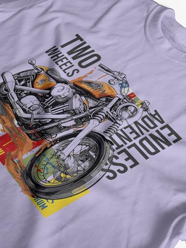 Image of XENOVAURBAN Men's Regular Fit Biker Printed Round Neck Cotton T-Shirt | Graphic Printed Casual Wear Unisex Fit XS to 3XL Tshirt RN-Bike