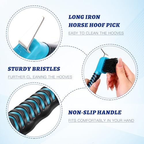 Image of Zhehao 30 Pieces Horse Hoof Pick Brush with Soft Rubber Handle Portable Hoof Pick with Brush, Random Colors