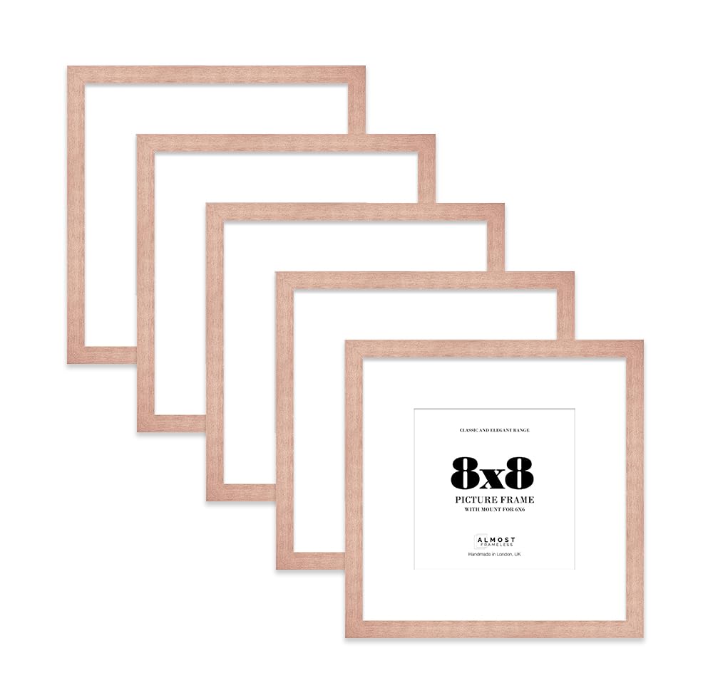 8x8 Bronze Picture Frame with Mount for 6x6 Photos, Prints - Modern Square Wall Frame, Set of 5