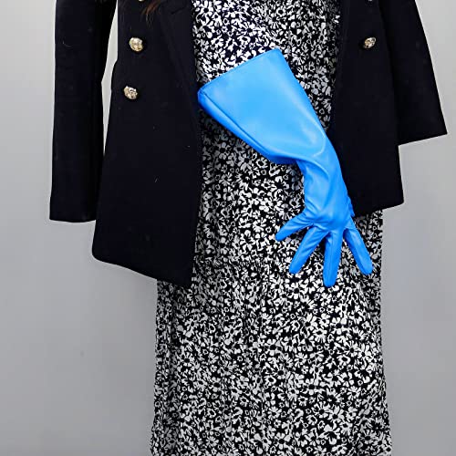 DooWay LONG PUFF GLOVES Unisex Loose Fit Faux PU Leather Below Elbow 38cm Wide Balloon Sleeves Costume Glove3
