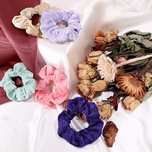 Cehomi 75 Pcs Velvet Hair Scrunchies Hair Bands For Women Or Girls,Elastic Soft Ponytail Holder Hair Ties For Birthday, Party, Thanksgiving, Christmas, Multicolor #TOP4