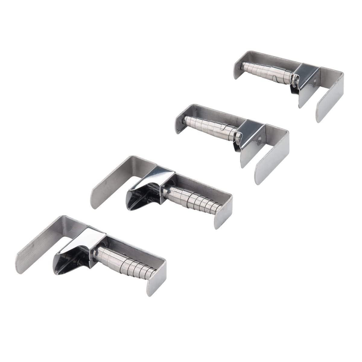 Fackelmann Pinzas Sujeta Manteles Ajustables para Tableros desde 1,8 a 5,4 cm de Grosor, Fijación Fuerte, Acero Inoxidable Resistente y Duradero, Incluye 4 uds