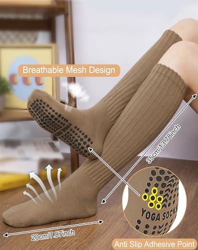 Grip Pilates Socks for Women, Non Slip Yoga Slouch Scrunch Socks with Grips for Barre Ballet Workout Hospital3