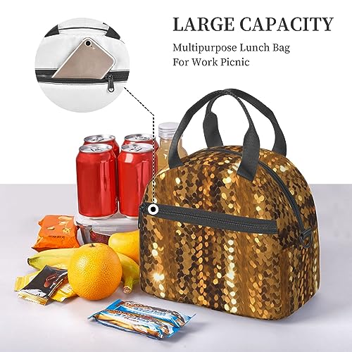 Ousika 346798943 Gold Sequin Sparkle Printed Lunch Bag For Women Men Reusable Insulated Lunch Box Travel Lunch Tote Bag Lunch Container Box Portable Lunchbag thumb #6