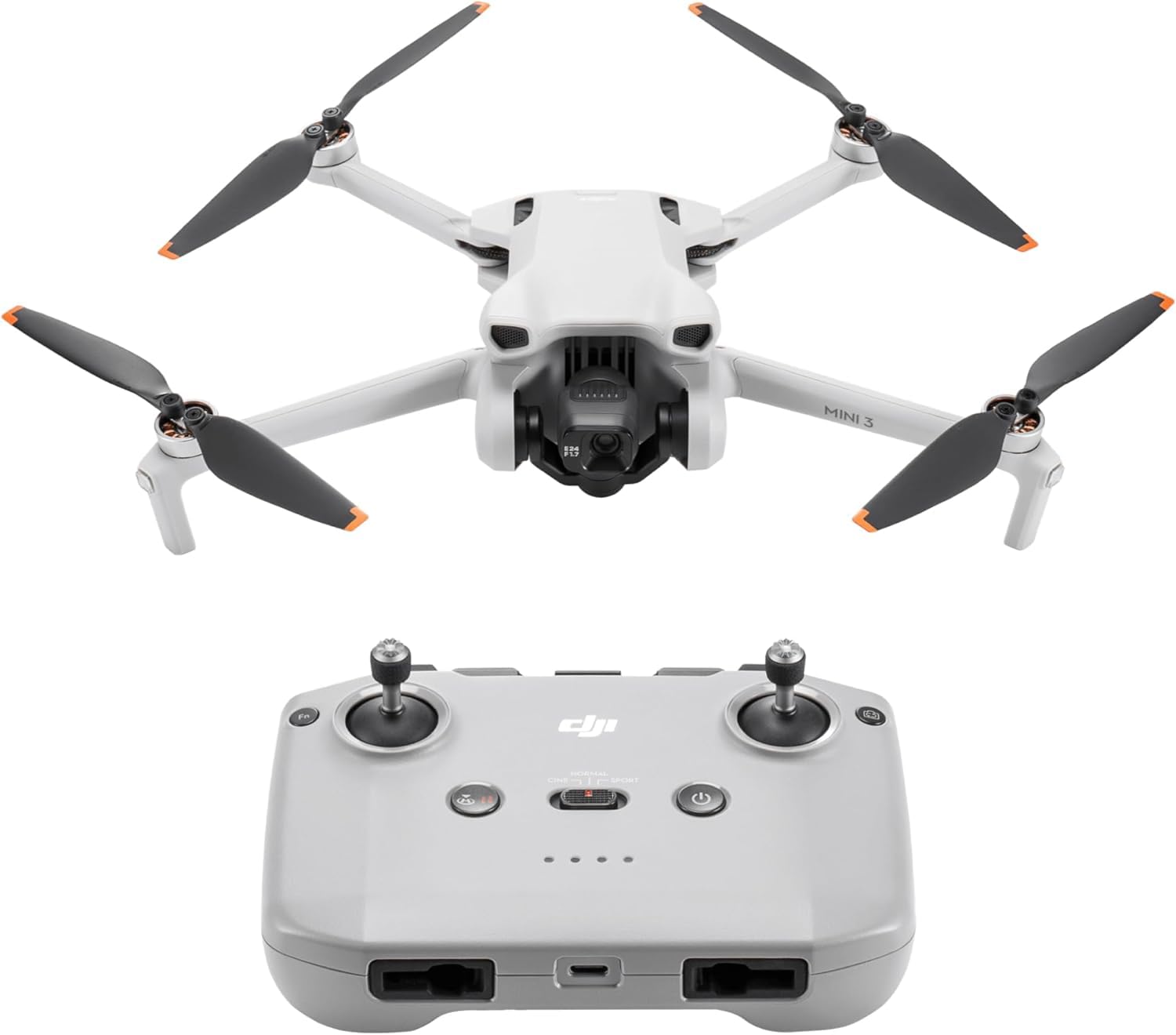 DJI Mini 3 – Dron Mini con cámara ligero y plegable con vídeo 4K HDR, 38 min de tiempo de vuelo, Grabación vertical y funciones inteligentes, con Mando a distancia, C0