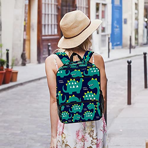Sac à dos décontracté pour ordinateur portable sac de travail dinosaure bleu mixte