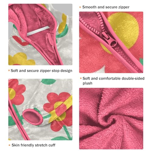 OTVEE Yellow Red Flowers Kids Hoodie Jacket Fall Spring Full Zip Warm Outwear Coat3