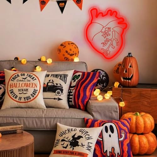 Image of Human Heart Neon Sign for Wall Decor, Led Red Dimmable Heart Neon Light for Man Cave Home Bar Bistro Club Cafe Game Room Bedroom Birthday Party Gifts
