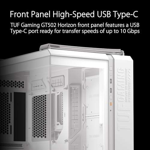 Image of ASUS TUF Gaming GT502 Horizon White ATX Mid-Tower Gaming Case (Boundless Panoramic Design, Dual-Chamber, Independent CPU and GPU Cooling Zones, Tool-Free Side Panels, USB 10 Gbps Type-C Front Panel)
