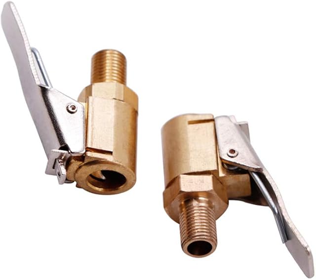 YUEMING 2Pcs Tire Air Chucks, Brass Tyre Valve Air Pump Clip, Car Pump Accessories Thread Nozzle Adapter, Open End Car Truck Tyre Tire Inflator Valve Connector for Car Truck 8mm