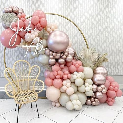 Image of Pink White Balloons Rose Gold Blush White Balloon 60pcs 12inch Latex Helium Balloons Beige Retro Pink Nude Pearl White Sand Balloon Neutral Birthday Party Decorations Bride Wedding Boho DIY Supplies