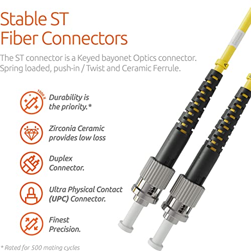 Image of 1m (3.28ft) LC-ST 9 /125 OS1 Duplex Singlemode PVC Fiber Optic Cable