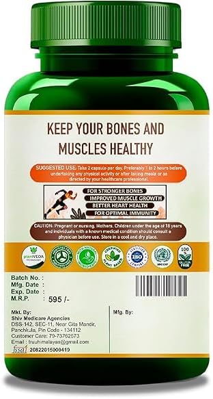 Miniatura 2 de Vitamina de magnesio y zinc D3 + K2 para apoyo articular y salud ósea, suplemento 100% a base de plantas, fabricado con hierbas ayurvédicas