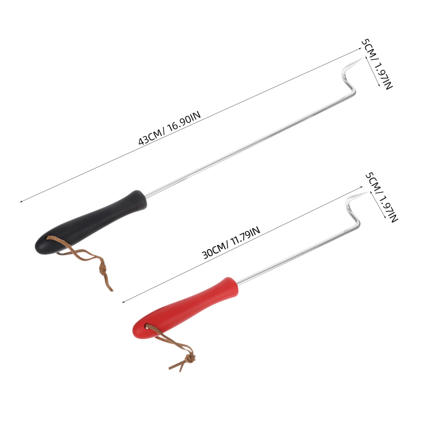 POPETPOP 2pcs Bbq Meat Flipper Hooks Stainless Steel with Heat Resistant Plastic Handle Durable Food Turner for Grilling Outdoor Cooking Utensils Safe and Sturdy Cooking Tools