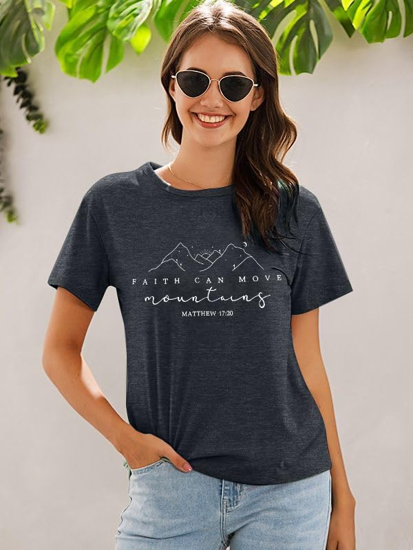 Womens Christian Shirt Faith Can Move Mountains T Shirt Faith Inspirational Tee Religious Sayings Tops - Image 4