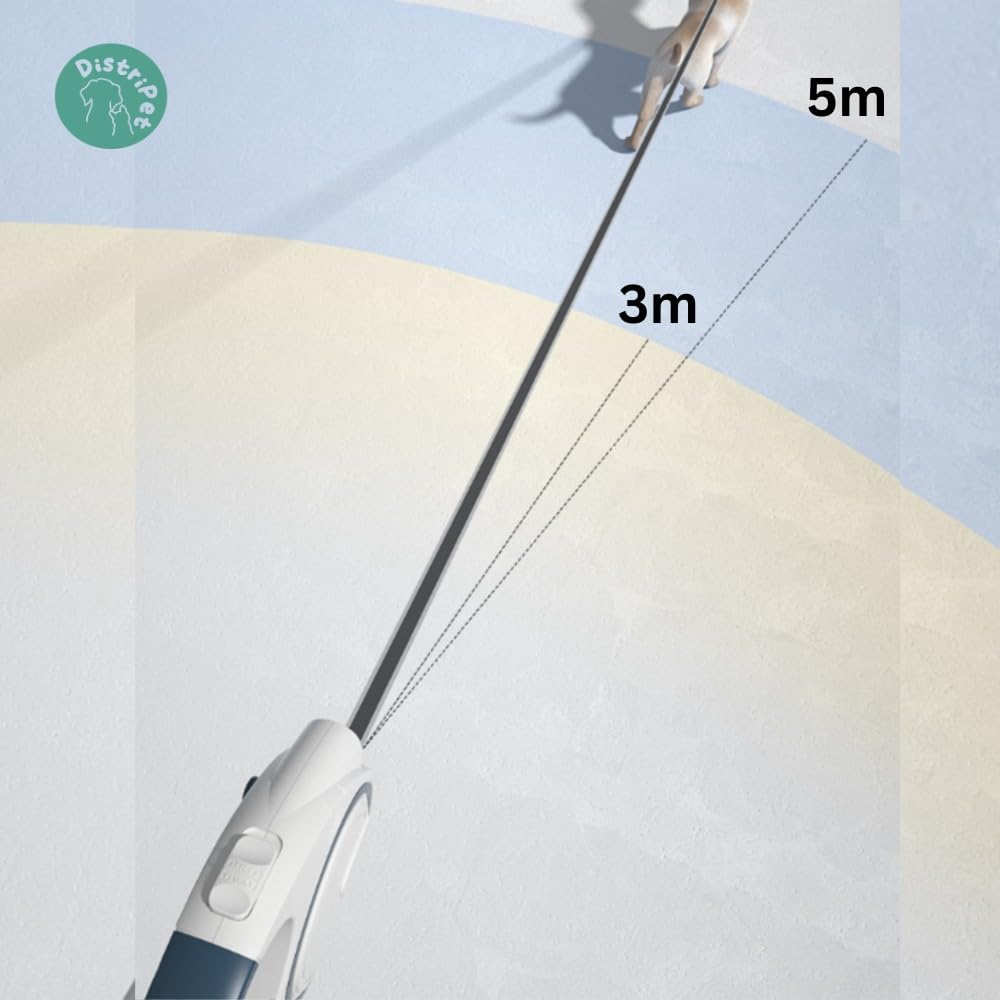 Guinzaglio per cani estensibile, cinghia retrattile e arrotolabile 5 m per cani di piccola e media taglia. Include dispenser di sacchetti e luce LED con 3 batterie. Peso massimo consigliato