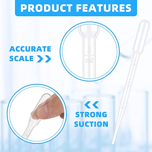 Buryeah BO-BURYEAH-507 1000 Pcs Plastic Pipettes Droppers 3Ml Disposable Transfer Pipettes Eye Dropper Small Graduated Pipettes Dropper thumb #1