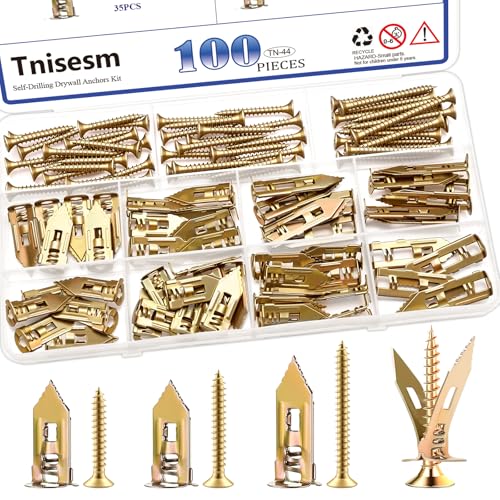 Tnisesm 100Pcs Self-Drilling Drywall Anchors Kit