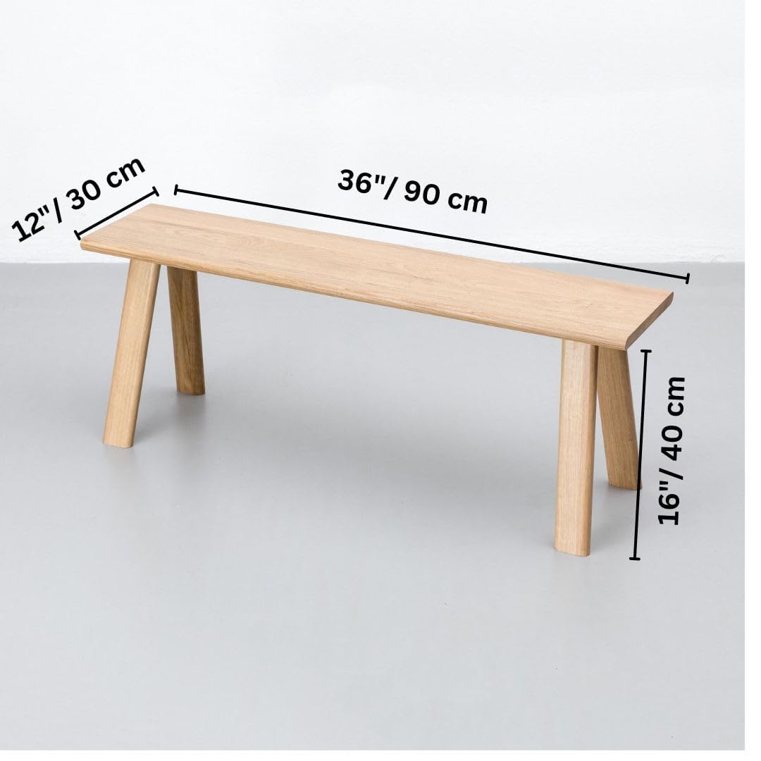Yogita crafts Solid Wood Minimalist Bench Stool | Modern Wooden Seating Stool for Living Room Bedroom Entryway | Multipurpose Low Height Wood Bench for Home Decor 36 * 12 * 16
