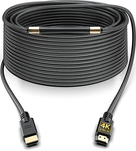 PowerBear 4K HDMI Cable 75 ft | High Speed, Braided Nylon & Gold Connectors, 4K @ 60Hz, Ultra HD, 2K, 1080P, ARC & CL3 Rated | for Laptop, Monitor, PS5, PS4, Xbox One, Fire TV, Apple TV & More
