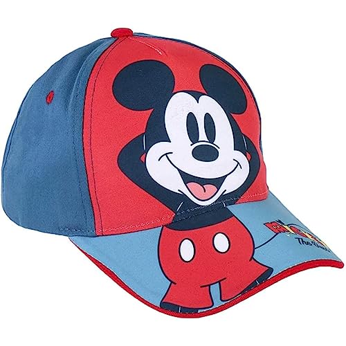 Gorra Infantil de Mickey, Donald y Pluto - Color Rojo - Apta de 2 a 8 Años - Combina Algodón y Poliéster - Gorra para Niños con Velcro Trasero Ajustable - Producto Original Diseñado en España