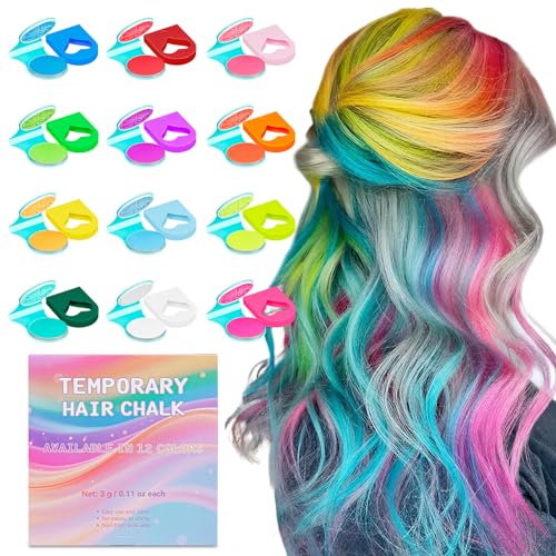 Hårkrita för flickor tvättbar hårfärg lysande i mörk tillfällig hårfärg 12 färger