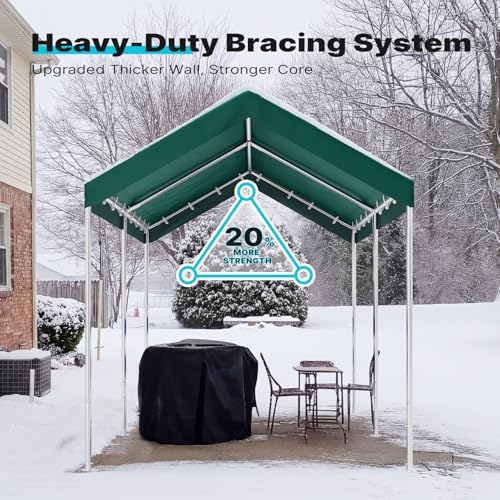 Image of ADVANCE OUTDOOR 10x15 ft Heavy Duty Carport Potable Car Canopy Garage Party Tent Boat Shelter, Adjustable Height from 9.5 ft to 11 ft, Green