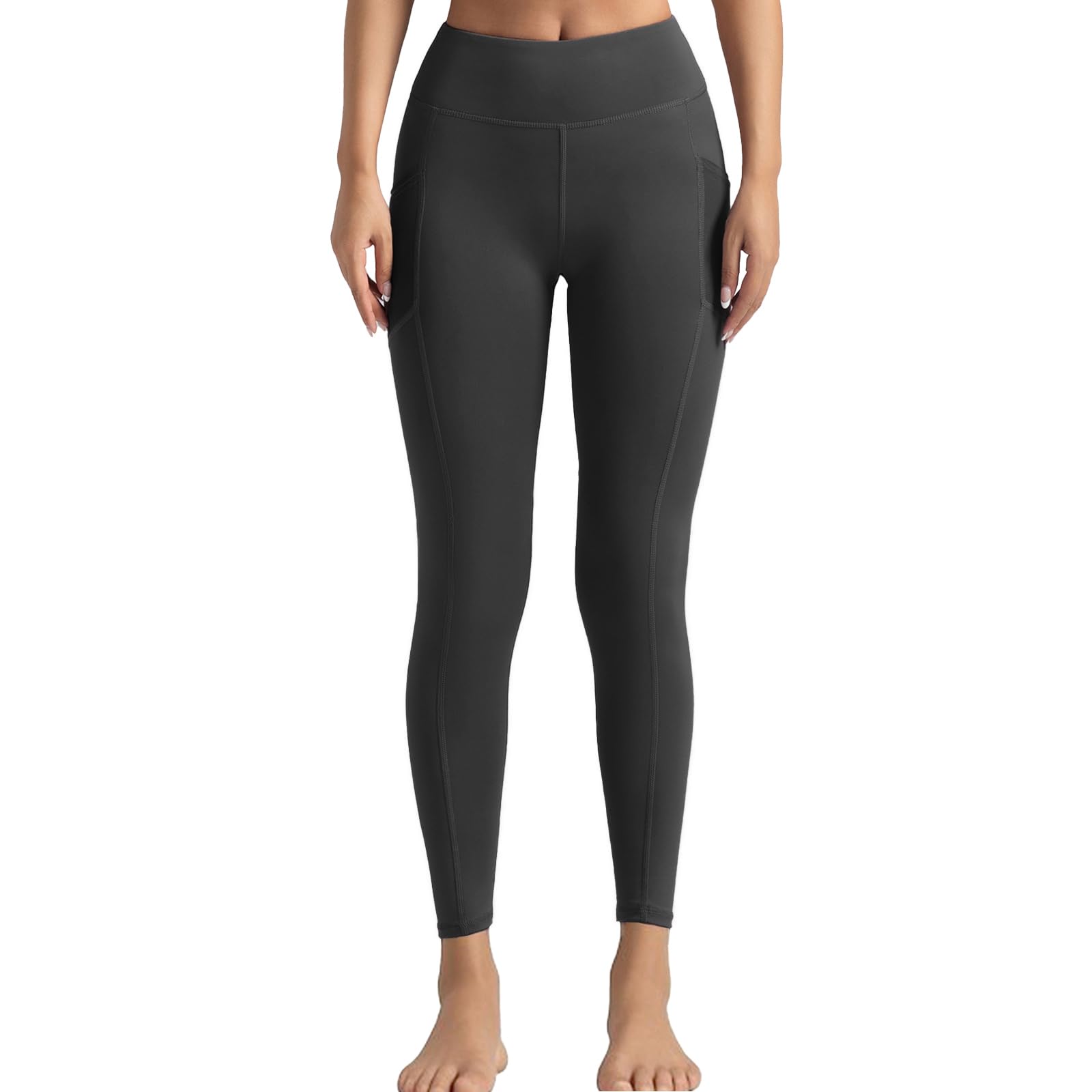 Kairela Yoga Pants for Women, Tummy Control Athletic Leggings with Pocket, Breathable No See Through Gym Pants (US, Alpha, One Size, Medium, Regular, Regular, Black)
