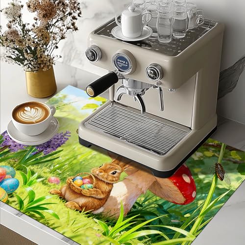 Image of HOMETITUTE Spring Stove Top Cover 28x20 Bunny Mushroom Heat Resistant