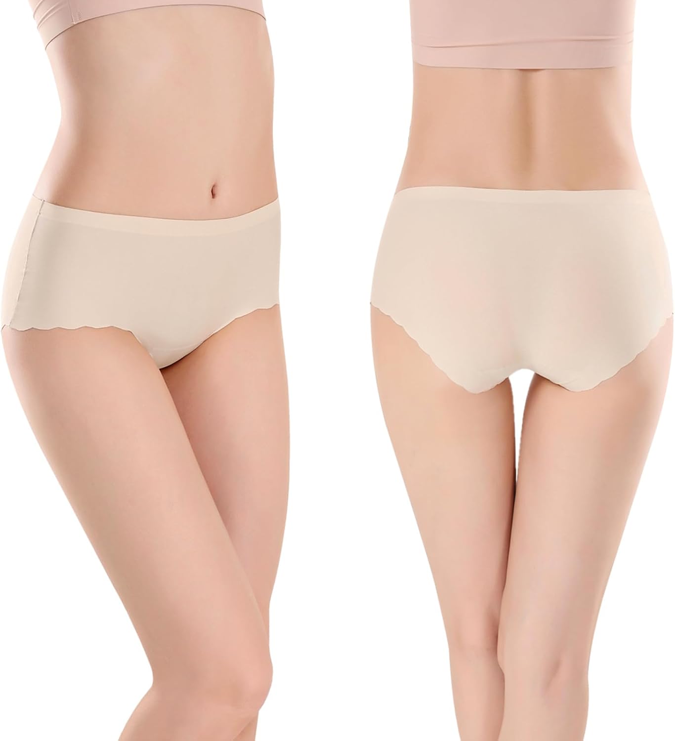 Bolivelan Women's Invisible Seamless Hipster Panties Mid-Rise No Show Laser Cut Briefs Underwear Pack of 6 - Image 2