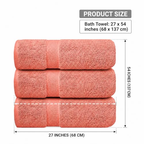 Image of Sulfar 100% Combed Cotton, Quick Drying Highly Absorbent Thick Bathroom Towels, Luxury Bath Towel Set (Pack of 4, 70 X 140 cm) - 600 GSM (Coral Pink)