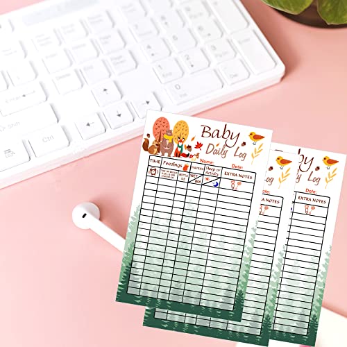 Newborn Baby Log Tracker Journal Book Record Tracking Chart 5.5x8.5 Inch Schedule Feeding Food Sleep Card Infant Daily Planner Chart Feeding Food Sleep Naps Activity Diaper Change Monitor Notes 50 Pcs - Thumbnail 4