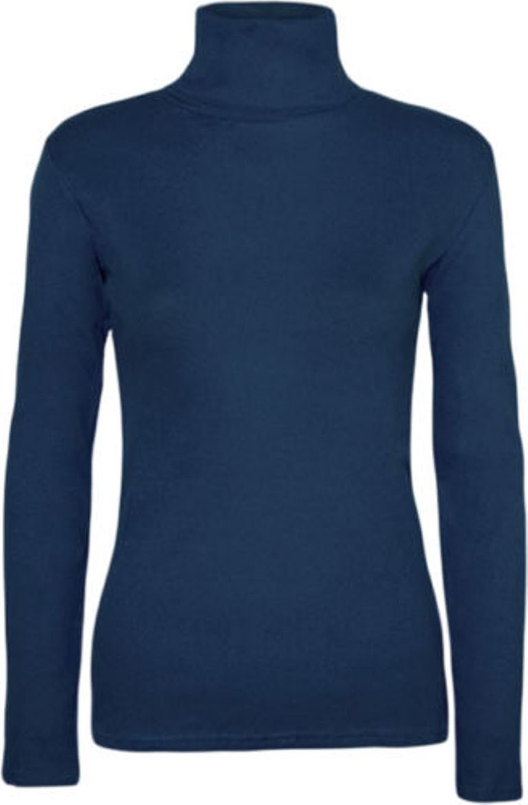 Fashion Lovers Ladies Women Stretch Plain Polo Turtle Roll Neck T Shirt Jumper Top