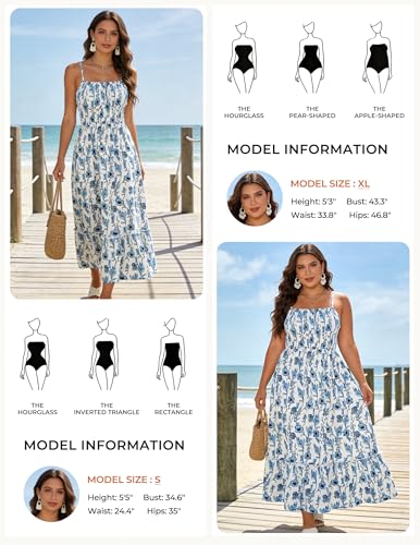 GRACE KARIN Summer Dresses for Women 2026 Vacation,Smocked Floral Maxi Dress,Boho Beach Sundress with Pocket Fashion Clothing - Image 7