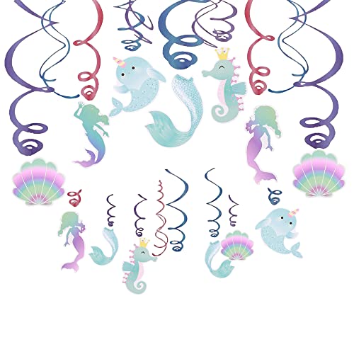 Image of Wanna Party Mermaid Swirl Decoration - 12PC, Multicolor (702807)