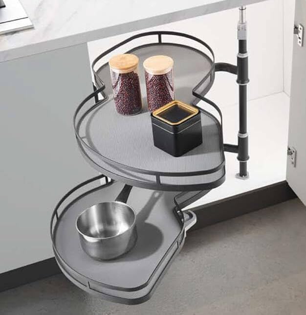 Estante de almacenamiento de esquina ciega for cocina, estante giratorio de 2 niveles, apto for gabinetes de 900 mm.(Left)