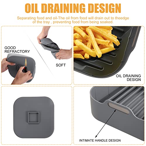 2Pcs Air Fryer Silicone Pot With Heat-Proof Gloves And Tongs For Cooking-Reusable Silicone Air Fryer Liners For 6.5 Qt Or Bigger Square, Food Safe Non Stick Easy Cleaning Air Fryer Accessories #TOP4