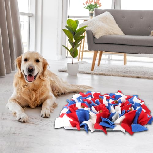 Amexo Schnüffelteppich für Hunde, Hundespielzeug Intelligenz Intelligenzspielzeug Riechen Trainieren Waschbar Futtermatte Trainingsmatte Schnüffeldecke für Alle Hunderassen (13.78''×13.78'')